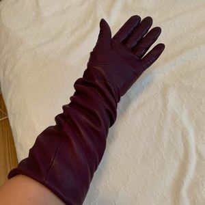 Eggplant buttery soft opera length leather gloves